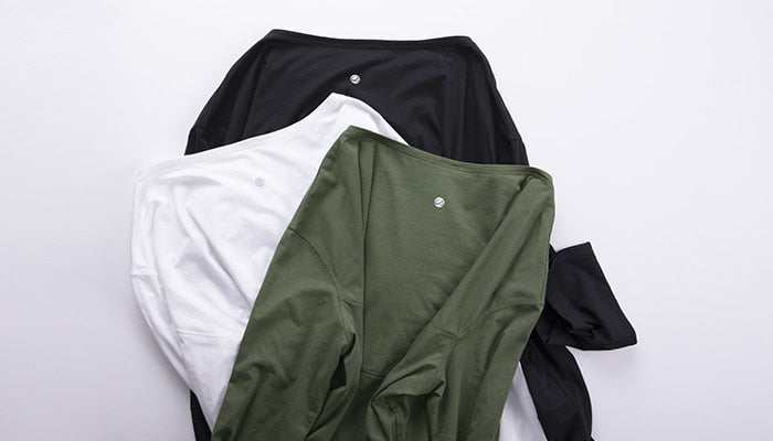 Long Sleeve Workout Shirts for Women Loose Fit-Pima Cotton Yoga Shirts, Casual Fall Tops Shirts