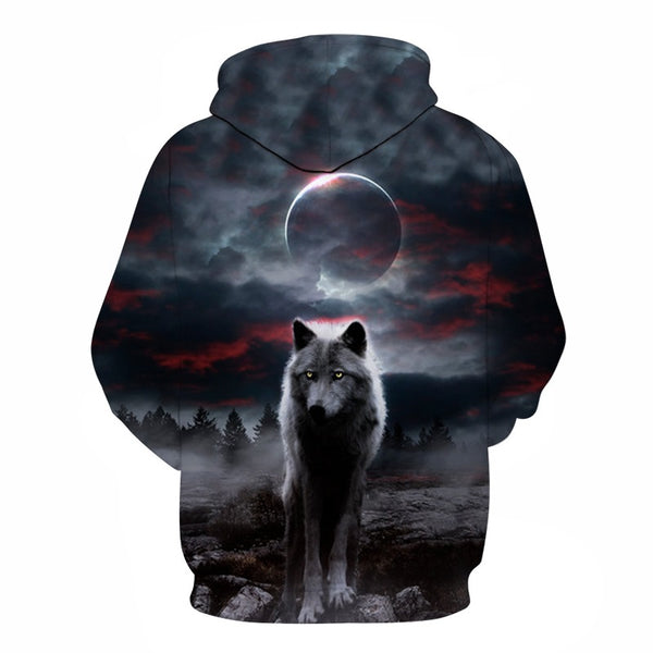 Night Space Galaxy Sweatshirts Men/women Tracksuits Tops Print Galaxy Wolf Hooded Hoodies Thin Autumn Sweatshirts | Vimost Shop.