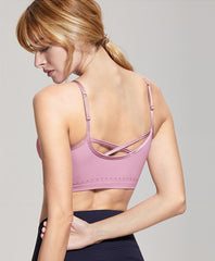 Women's Removable Pads Cross Strappy Back Seamless Yoga Bra Top