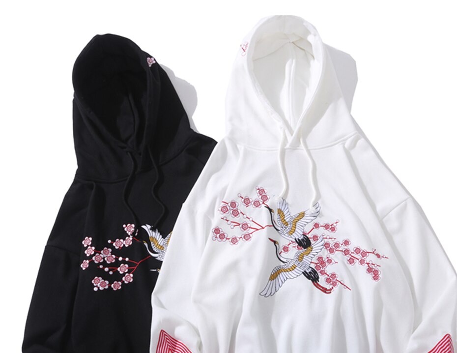 Flower Animal Embroidery Pullover Hoodie Men Chinese Style Casual Hoodies Sweatshirts Fashion Hip Hop Streetwear | Vimost Shop.