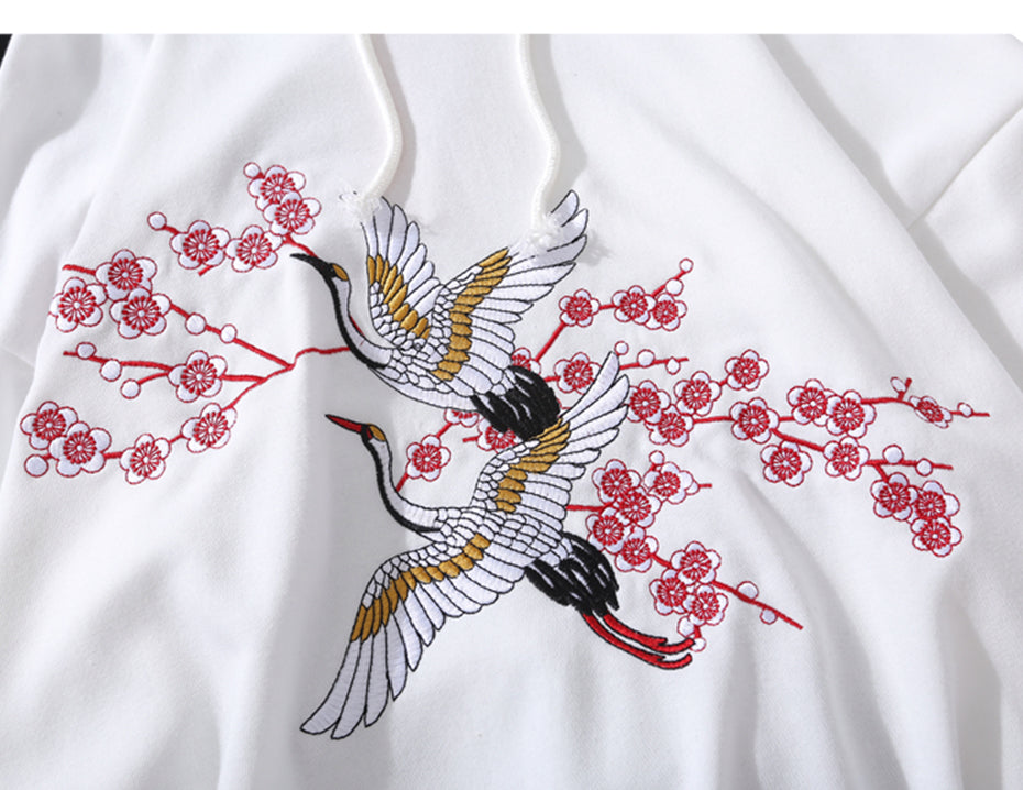 Flower Animal Embroidery Pullover Hoodie Men Chinese Style Casual Hoodies Sweatshirts Fashion Hip Hop Streetwear | Vimost Shop.