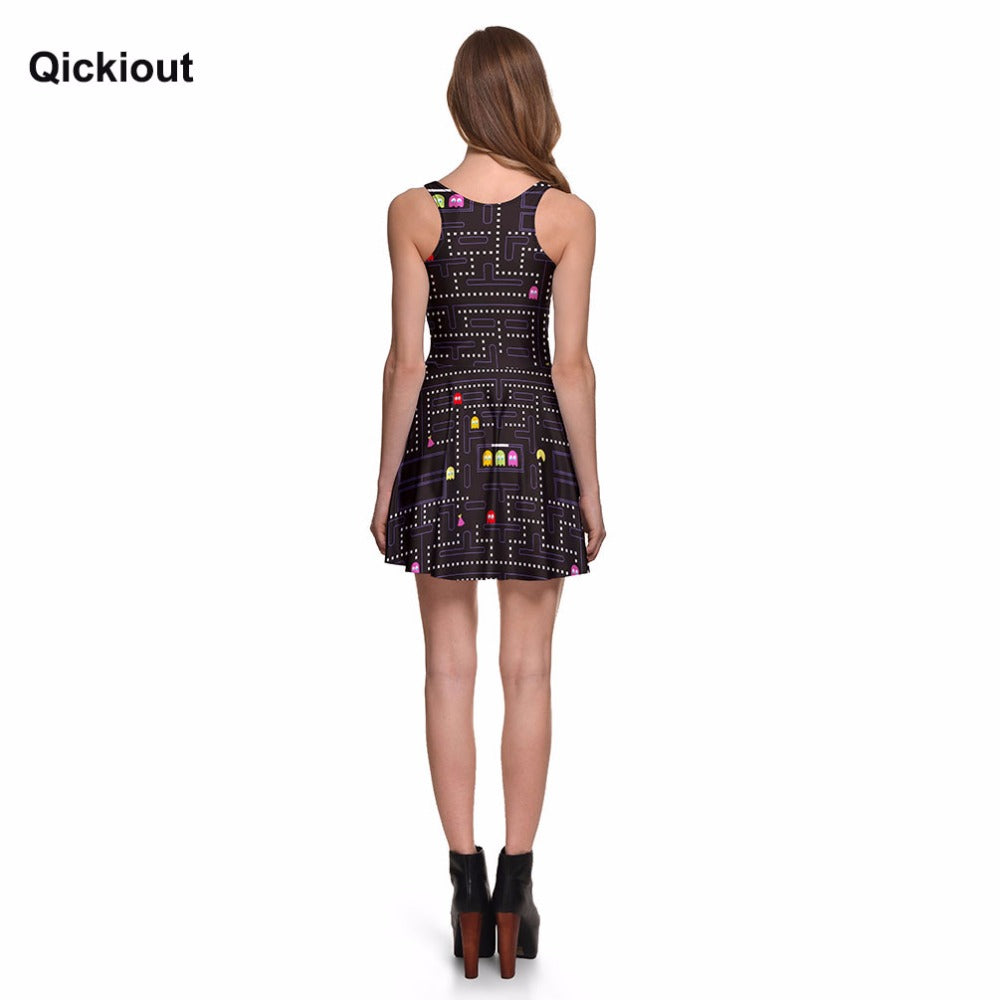 Fashion Women Casual Work Dresses Fit and Flare Digital Printing Muzman SKATER DRESS Vestidos | Vimost Shop.