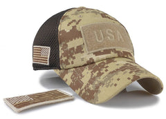 Tactical Camouflage Baseball Caps Men Summer Mesh Military Army Caps Constructed Trucker Cap Hats With USA Flag Patches | Vimost Shop.