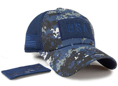 Tactical Camouflage Baseball Caps Men Summer Mesh Military Army Caps Constructed Trucker Cap Hats With USA Flag Patches | Vimost Shop.