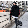 Men Fake 2 Pieces Ribbons High Street Pullover Sweatshirt Fashion Hip Hop Streetwear Hoodie | Vimost Shop.