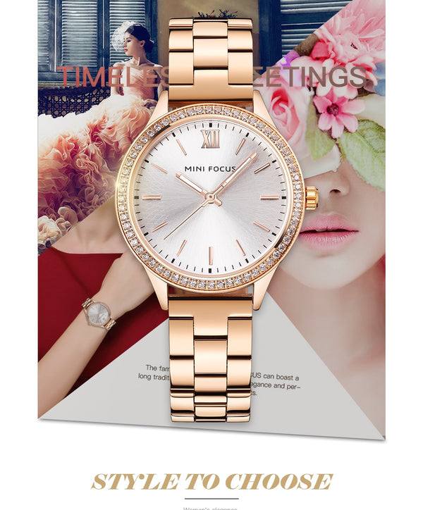Royal Dress Elegant Laides Quartz Watch Stainless Steel Strap Crystal Iced Out Design Women Watches Top Brand Luxury