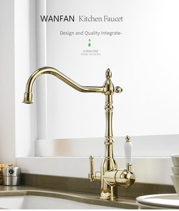 Kitchen Faucets Deck Mounted Torneira Cozinha Mixer Tap 360 Degree Rotation with Water Purification Crane For Kitchen