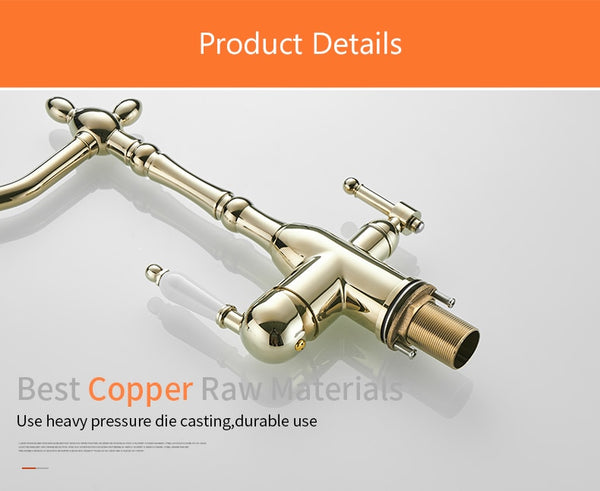 Kitchen Faucets Deck Mounted Torneira Cozinha Mixer Tap 360 Degree Rotation with Water Purification Crane For Kitchen