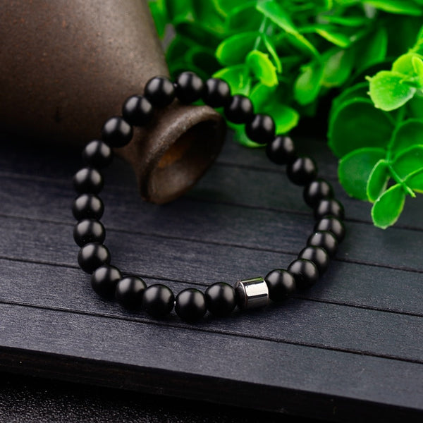 Pulsera hombre Cylinder Hematite Bracelets For Men Classic Nature Stone Beads Bracelets&Bangles Homme Yoga Jewelry | Vimost Shop.