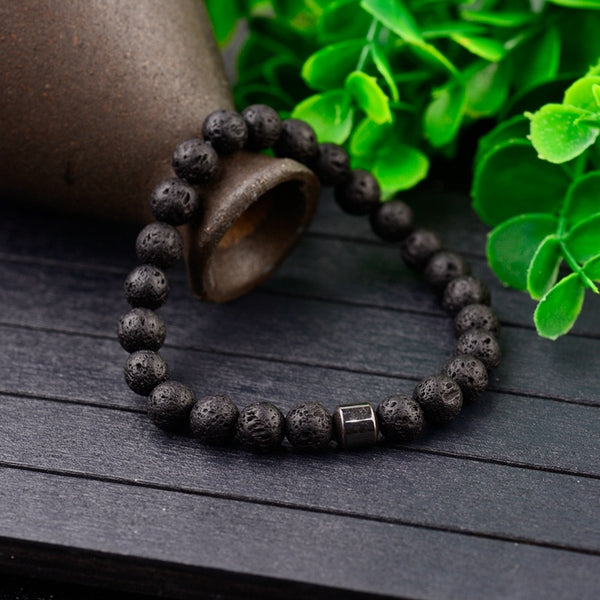 Pulsera hombre Cylinder Hematite Bracelets For Men Classic Nature Stone Beads Bracelets&Bangles Homme Yoga Jewelry | Vimost Shop.