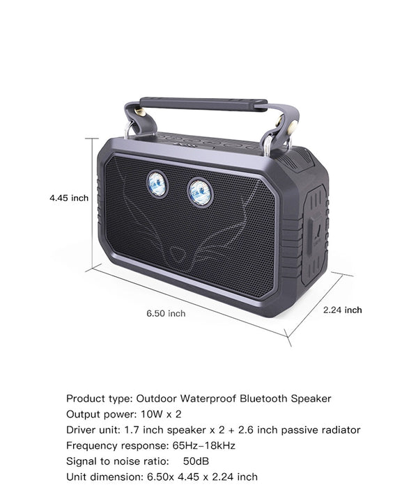 Traveller Outdoor Bluetooth V4.0 Speaker Waterproof IPX6 Portable Wireless Speakers 20W Stereo Bass shower speaker | Vimost Shop.