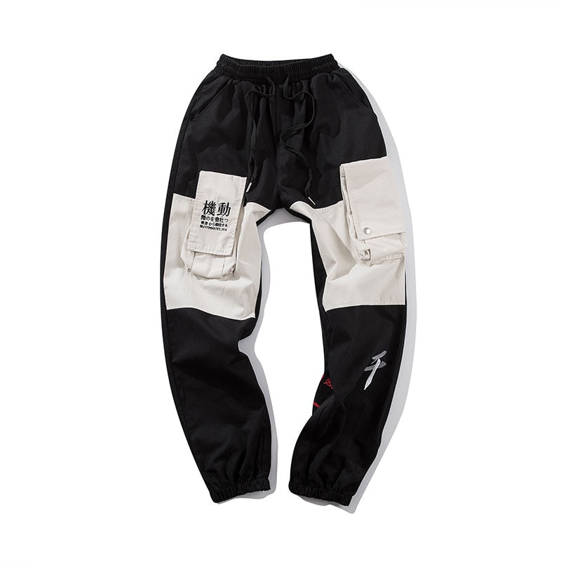 Men Cargo Patchwork Track Pants Fashion High Steet Joggers Sweatpants Streetwear | Vimost Shop.