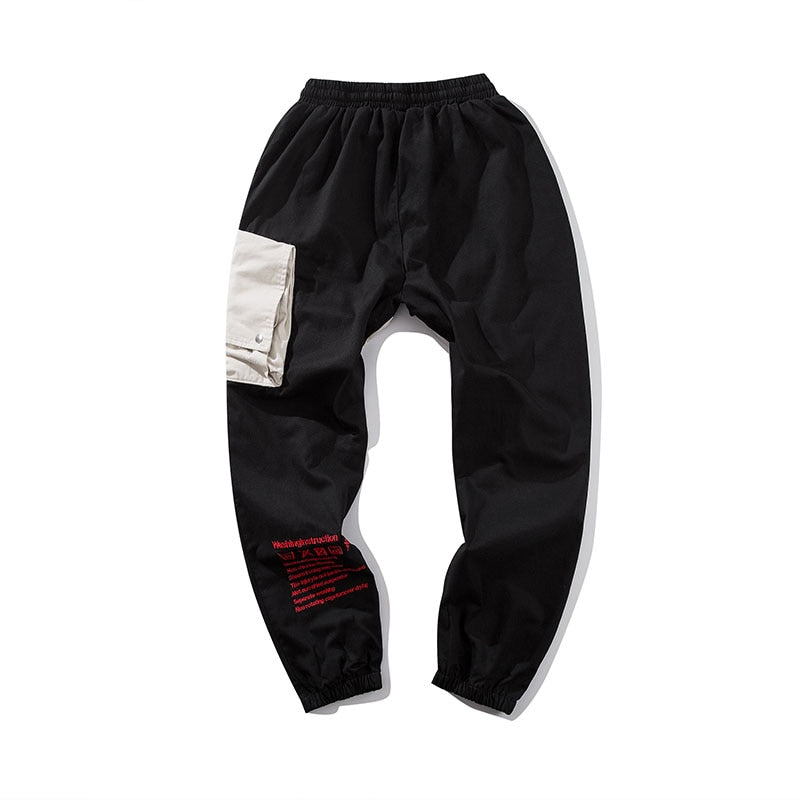Men Cargo Patchwork Track Pants Fashion High Steet Joggers Sweatpants Streetwear | Vimost Shop.