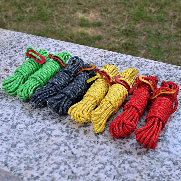 Reflective Tent Rope 13ft 4mm Camping Rope with Aluminum Tensioner Tightener Guy Line Equipment for Outdoor Survival | Vimost Shop.