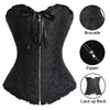 Women Halloween Zipper Bustier Top Corset Sexy Boned Waist Trainer Corset Overbust Brocade Plus Size Waspie Black | Vimost Shop.