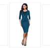 Vintage Brief Elegant Lace Casual Work 3/4 Sleeve Sweat Heart-Neck Bodycon Slim Women Office Pencil Dress | Vimost Shop.