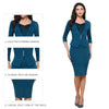 Vintage Brief Elegant Lace Casual Work 3/4 Sleeve Sweat Heart-Neck Bodycon Slim Women Office Pencil Dress | Vimost Shop.