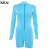 women fashion playsuit full sleeve zipper fly reflective striped patchwork rompers | Vimost Shop.