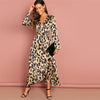 Multicolor Surplice Wrap Satin Leopard Deep V Neck  Half Sleeve Dress Elegant Women Autumn Modern Lady Dresses | Vimost Shop.