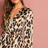 Multicolor Surplice Wrap Satin Leopard Deep V Neck  Half Sleeve Dress Elegant Women Autumn Modern Lady Dresses | Vimost Shop.
