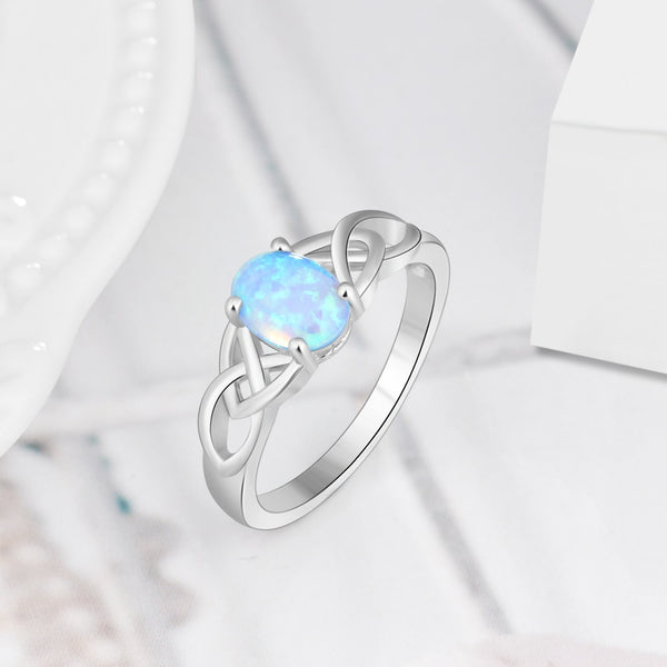 Elegant 925 Sterling Silver Braided Ring with Oval White Pink Blue Opal Stone Wedding Engagement Rings for Women | Vimost Shop.