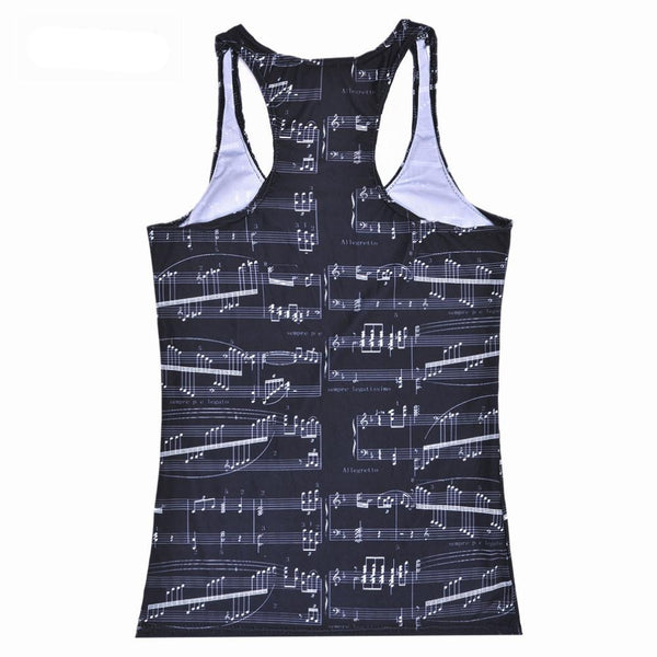 Summer Women Blouses Strapless Sleeveless Digital Print Casual Wonderful Musical Note Tank Tops Ladies' Vest | Vimost Shop.