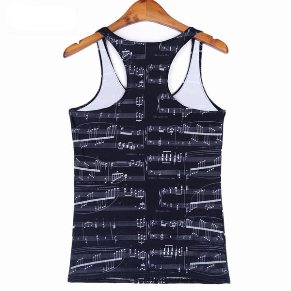 Summer Women Blouses Strapless Sleeveless Digital Print Casual Wonderful Musical Note Tank Tops Ladies' Vest | Vimost Shop.