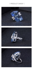 21.20Ct Natura Iolite Blue Mystic Quartz Gemstone Cocktail Rings 925 Sterling Silver Fine Jewelry for Women | Vimost Shop.