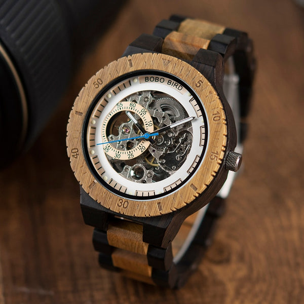 Men Automatic Wooden Watches Forsining Wristwatch Waterproof Male Mechanical Gift in  Wood Box Masculino watch For BOY | Vimost Shop.