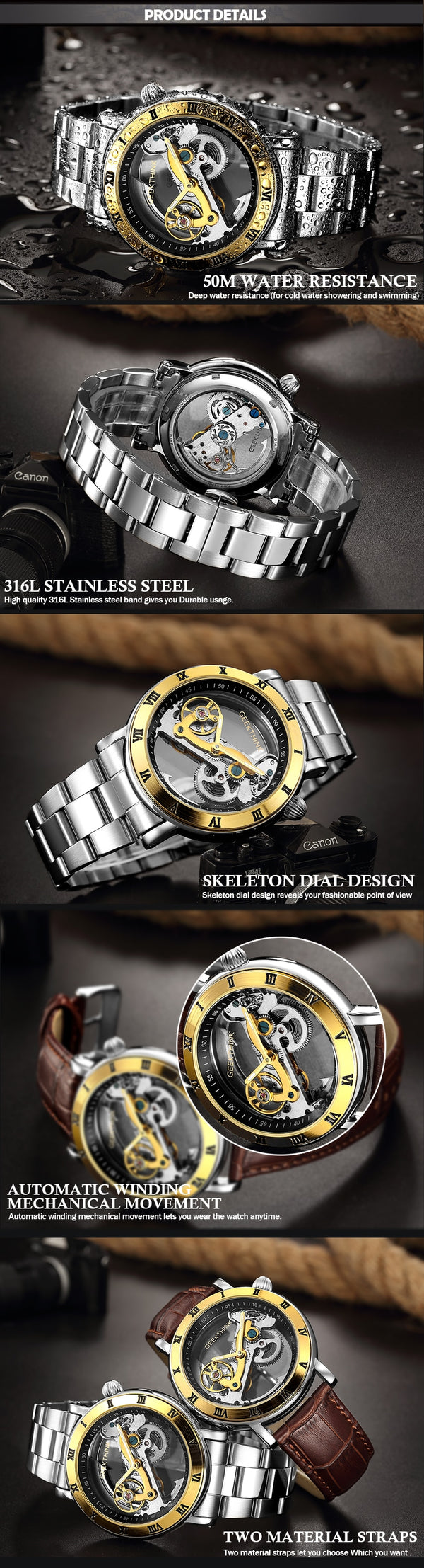 Top brand Skeleton Tourbillon automatic Mechanical Watch Men's luxury business men Wristwatch self wind | Vimost Shop.