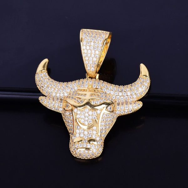 Animal Cow Pendant With Rope Chain Gold Color Bling Cubic Zircon Men's Hip hop Rock Necklace Jewelry For Gift | Vimost Shop.