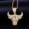 Animal Cow Pendant With Rope Chain Gold Color Bling Cubic Zircon Men's Hip hop Rock Necklace Jewelry For Gift | Vimost Shop.