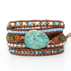 Unique Punk Bracelets Women Wrap Bracelets Natural Stones 5 Layers Leather Cuff Bracelet Femme Bracelets Gifts | Vimost Shop.