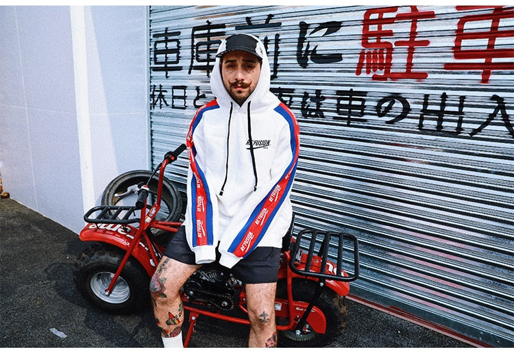 Men Side Letter Fleece Hooded Pullover Street Fashion Hip Hop | Vimost Shop.
