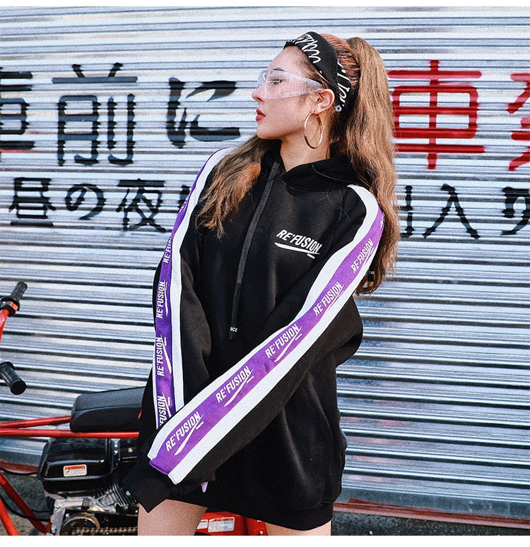 Men Side Letter Fleece Hooded Pullover Street Fashion Hip Hop | Vimost Shop.