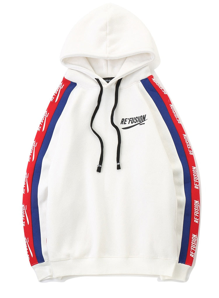 Men Side Letter Fleece Hooded Pullover Street Fashion Hip Hop | Vimost Shop.