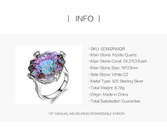 Natural Rainbow Mystic Quartz Cocktail Ring 925 Sterling Silver Irregular Gemstone Rings Fine Jewelry for Women | Vimost Shop.