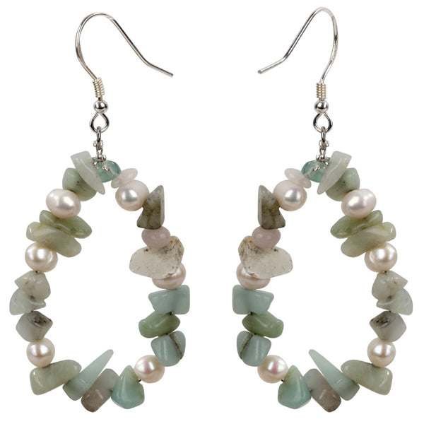 Natural Aventurine Pearl 925 Sterling Silver Drop Dangle Earrings Handmade Custom Jewelry Gifts for Women Mom Girls Wife | Vimost Shop.
