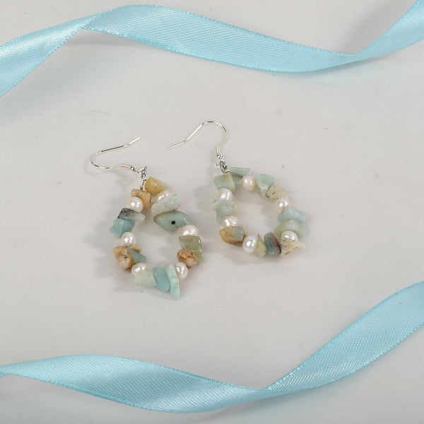 Natural Aventurine Pearl 925 Sterling Silver Drop Dangle Earrings Handmade Custom Jewelry Gifts for Women Mom Girls Wife | Vimost Shop.