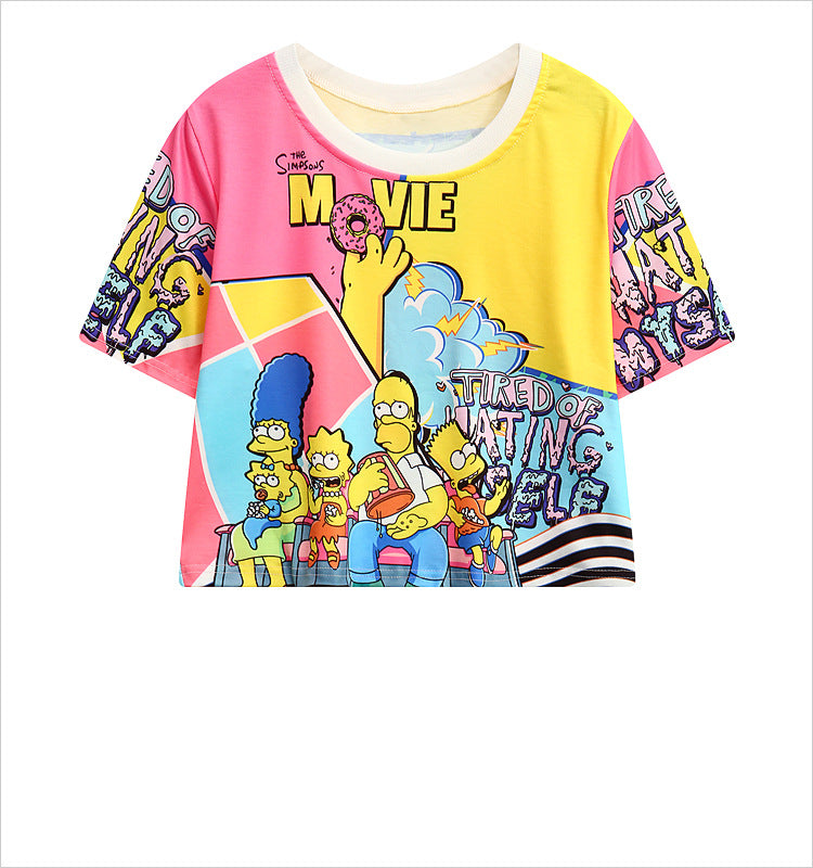 Women  Cartoon Printed  Girl Donuts O-neck T Shirts | Vimost Shop.
