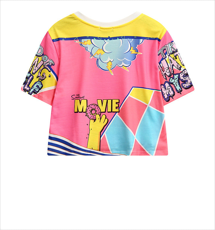 Women  Cartoon Printed  Girl Donuts O-neck T Shirts | Vimost Shop.