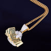 Hand with Money Dollar Gold Color Necklace & Pendant Tennis Chain Gold Color AAA Cubic Zirconia Hip hop Rock Jewelry | Vimost Shop.