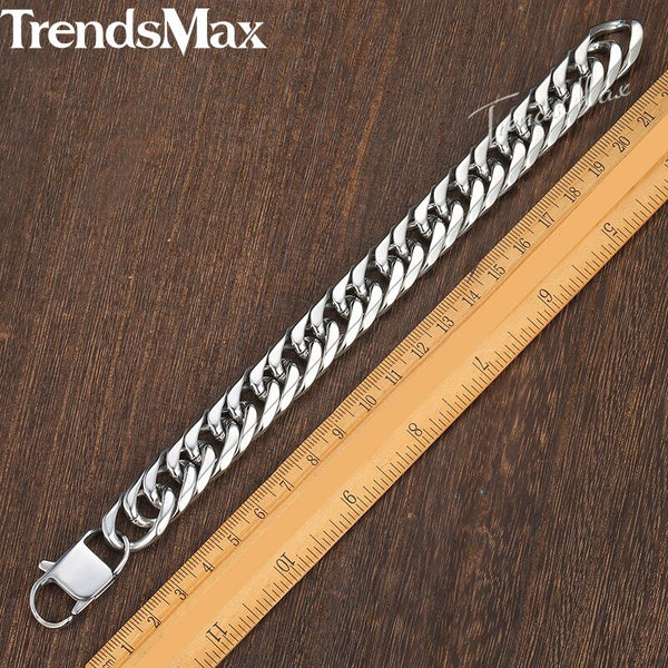Men's Bracelet Hiphop Cuban Link Chain 316L Stainless Steel Bracelet For Male Jewelry 2018 Gifts Dropshipping 15mm | Vimost Shop.