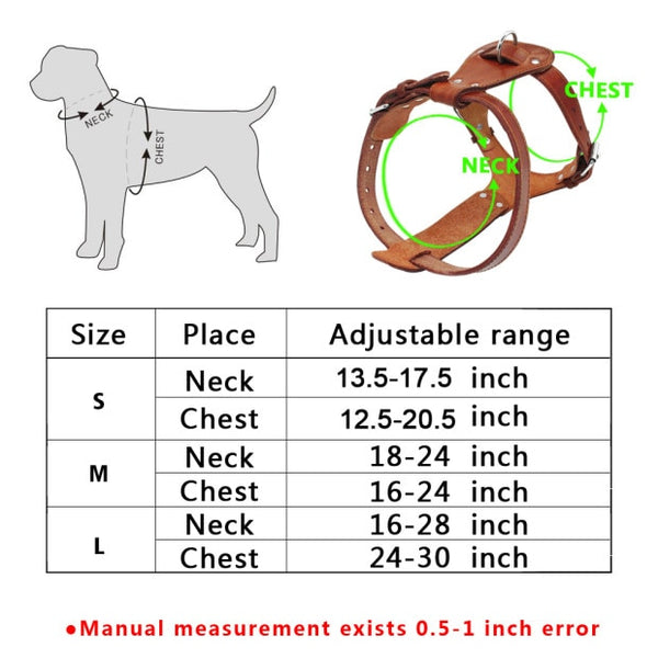 Genuine Leather Dog Harness Brown Real Leather Dogs Walking Training Vest Adjustable Straps Medium Large Pitbull Boxer Mastiff