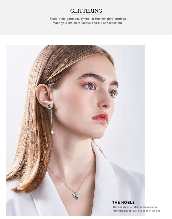 925 Sterling Silver Bird Earrings Embellished with Crystal from Swarovski Stud Earrings for Women Piercing Oreja | Vimost Shop.