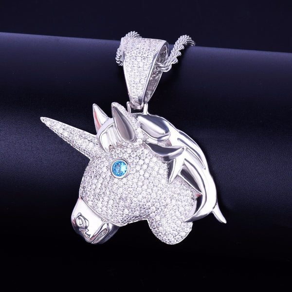Animal horse head Gold Color Necklaces & Pendants Free Rope Chain AAA Cubic Zircon Men's Hip Hop Jewelry For Gift | Vimost Shop.