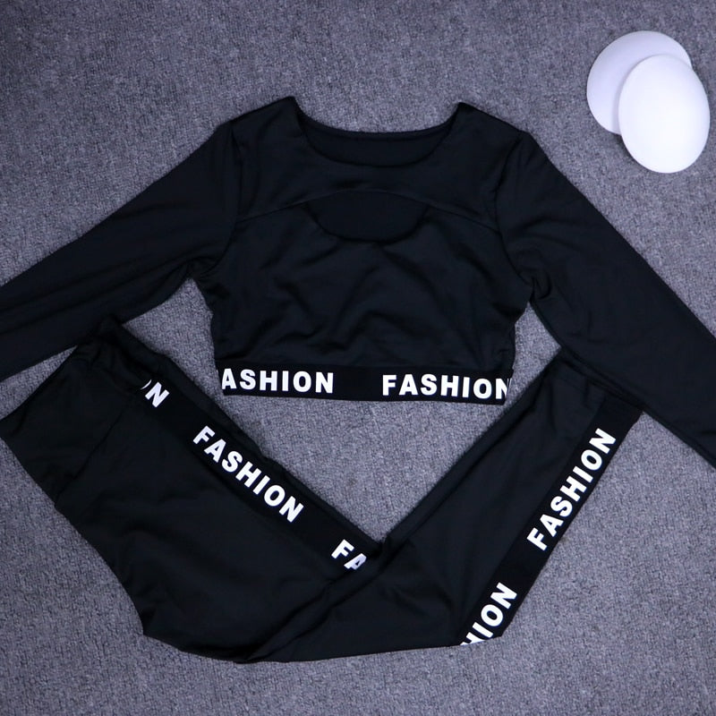 Women Fashion Letter Sport Leggings Bras Yoga Set Fitness Gym Wear | Vimost Shop.