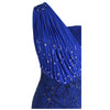 Women's One Shoulder Evening Dresses Pleat Beading Sequin Mermaid Party Gown Blue | Vimost Shop.