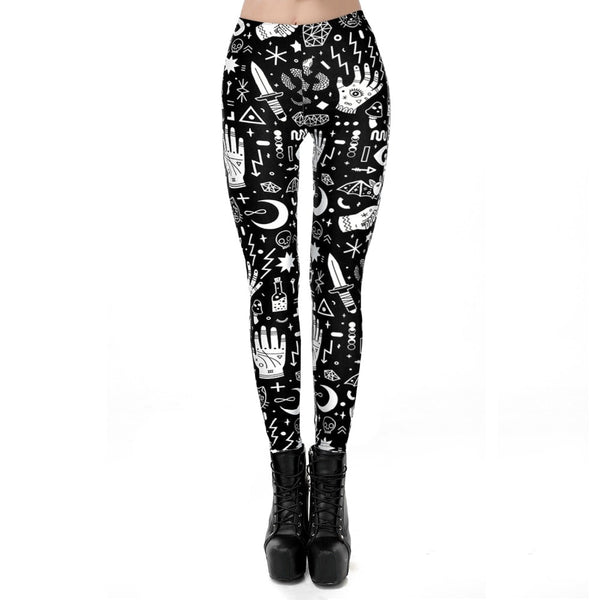 New Ouija Black Legging for Women Gothic Style Skull Fashion Design Sexy Fitness Ankle Pants | Vimost Shop.