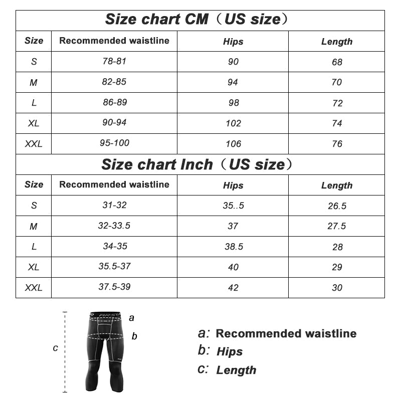 Men 3/4 Sports Compression Tights Base Layer Running Tights GYM Fitness Active Training Exercise Pants